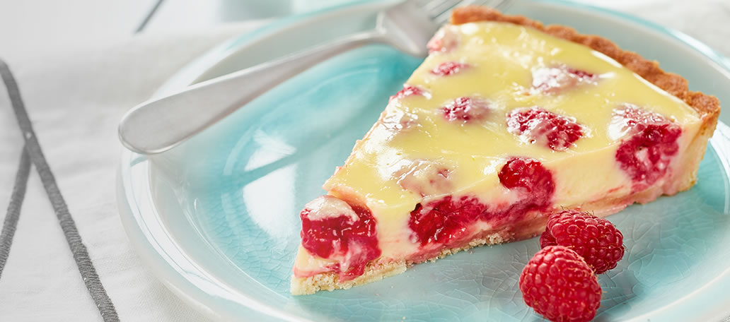 Tarte à la lime et aux framboises